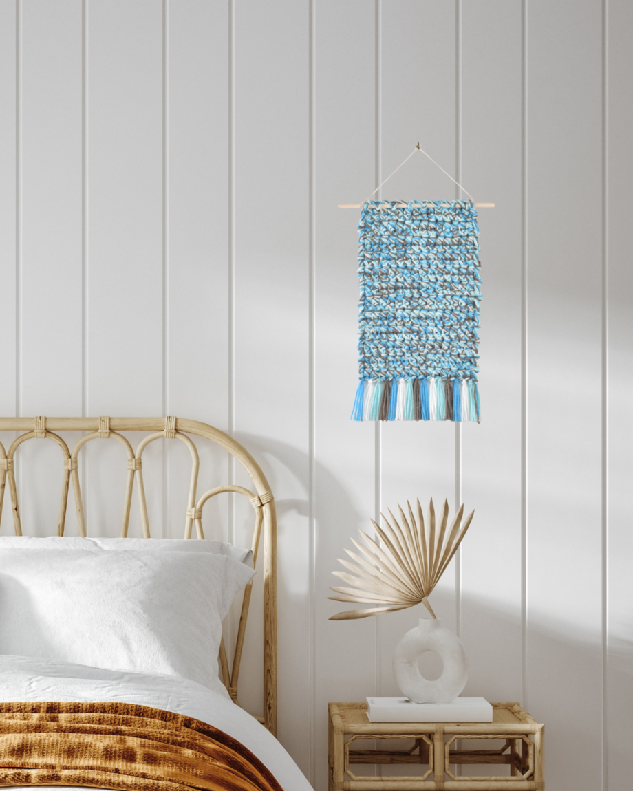 Rainy Day Blues Crochet Wall Art