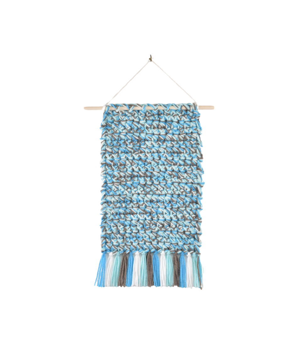 Rainy Day Blues Crochet Wall Art